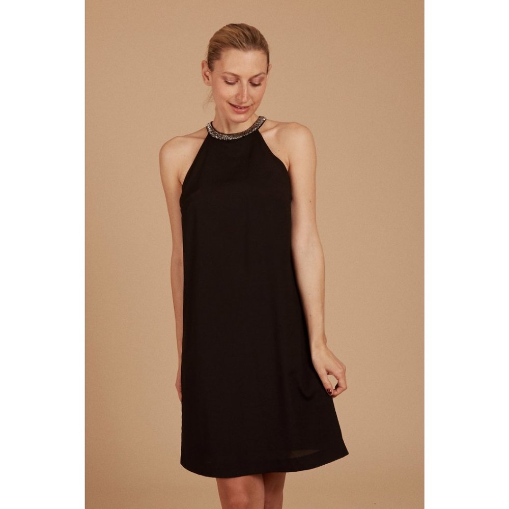 🍋3 for $20🍋 H&M Beaded Collar Little Black Dress Size US 4